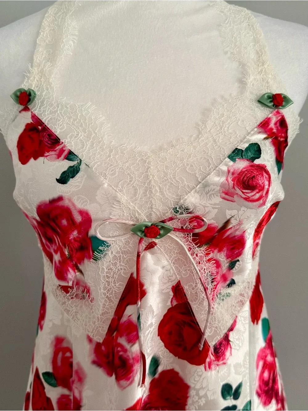 NWT (S) For Love & Lemons Carol Halter Slip Dress - Cottage Rose Satin - Picture 6 of 11